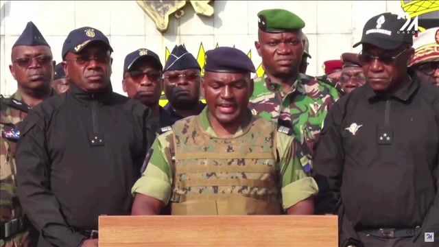 Who is the general named as Gabon's transition leader?