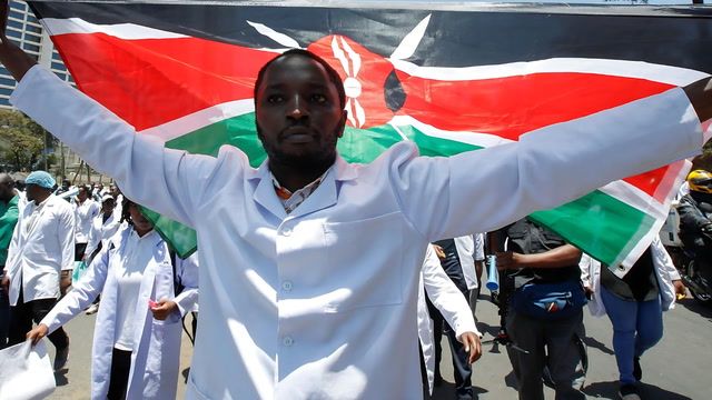 Hundreds of Kenya doctors protest in support of strike