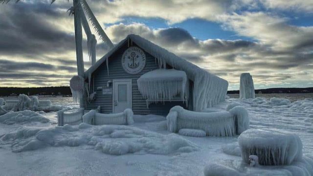 Winter storms cast frozen art
