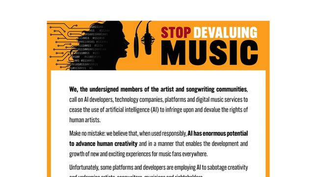 Two hundred musicians sign letter denouncing A.I.